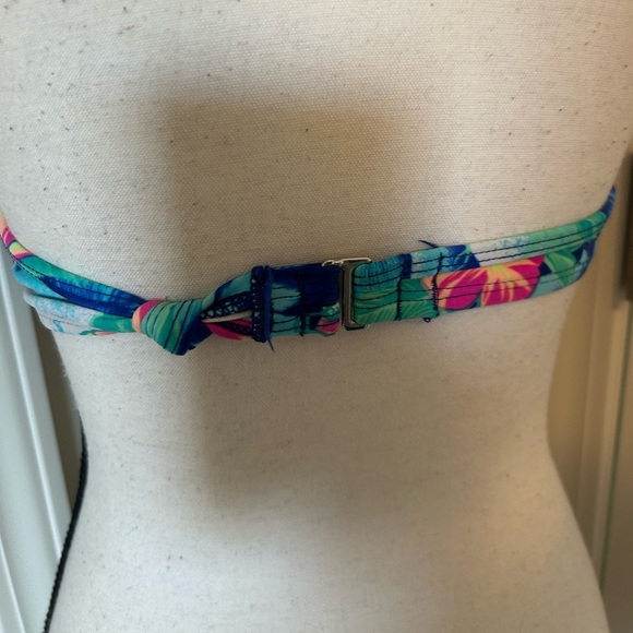 Vibrant 80s Floral Halter Bikini Top pushup - Picture 4 of 5